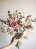 Bouquet pêche et rose poudré