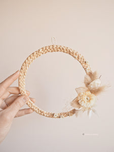 🔴Couronne de fleurs et raphia tressé