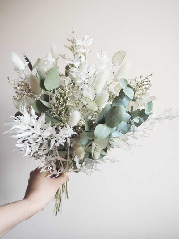 Bouquet vert de gris et blanc