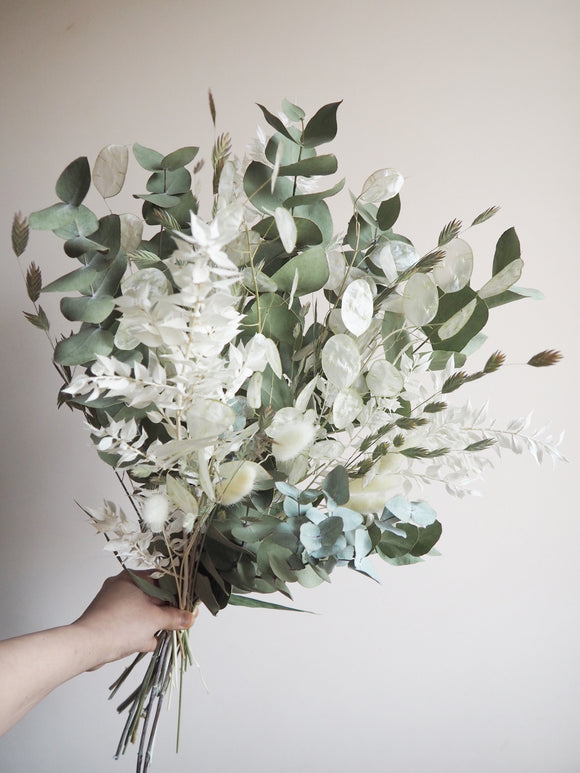 Bouquet vert de gris et blanc