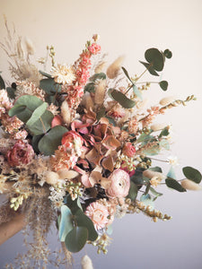 Bouquet rose pêche et blanc