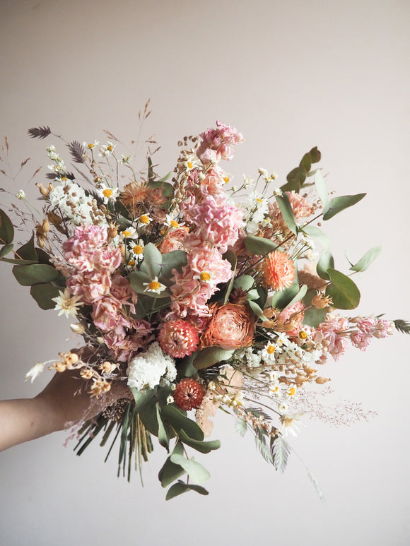Bouquet rose pêche et blanc