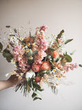 Bouquet rose pêche et blanc