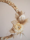 🔴Couronne de fleurs et raphia tressé